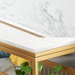 Metal Base Bar Table Rectangular Faux Marble Top Bistro Pub Table Clearhalo 'Bar Furniture' 'Bar Tables' 'bar_tables' 'furn' 'furn_bar_tables' 'Furniture' 'Kitchen & Dining Furniture' 6247926