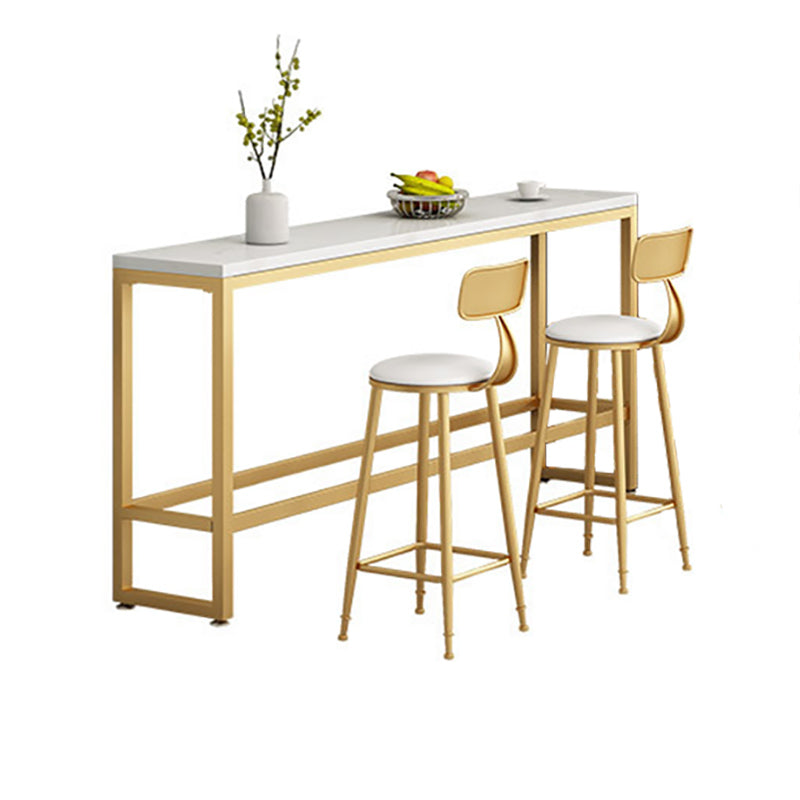 Faux Marble Counter Table Modern Rectangle Counter Table with Metal Legs Without Chairs Clearhalo 'Bar Furniture' 'Bar Tables' 'bar_tables' 'furn' 'furn_bar_tables' 'Furniture' 'Kitchen & Dining Furniture' 6247937