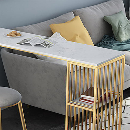 Faux Marble Counter Table Modern Rectangle Counter Table with Metal Legs Clearhalo 'Bar Furniture' 'Bar Tables' 'bar_tables' 'furn' 'furn_bar_tables' 'Furniture' 'Kitchen & Dining Furniture' 6247939