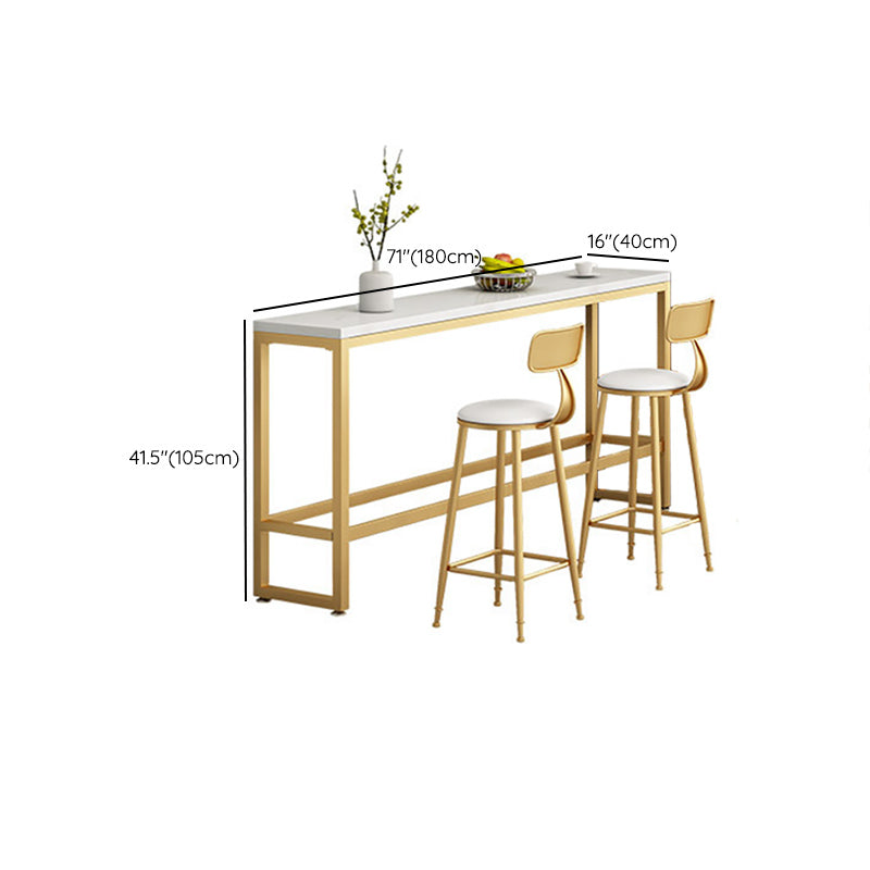 Faux Marble Counter Table Modern Rectangle Counter Table with Metal Legs Clearhalo 'Bar Furniture' 'Bar Tables' 'bar_tables' 'furn' 'furn_bar_tables' 'Furniture' 'Kitchen & Dining Furniture' 6247941