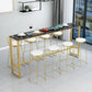 Metal Base Bar Table Rectangular Stone Top Bistro Pub Table with Gold Base 78.7"L x 15.7"W x 41.3"H Black Without Chairs Clearhalo 'Bar Furniture' 'Bar Tables' 'bar_tables' 'furn' 'furn_bar_tables' 'Furniture' 'Kitchen & Dining Furniture' 6247946