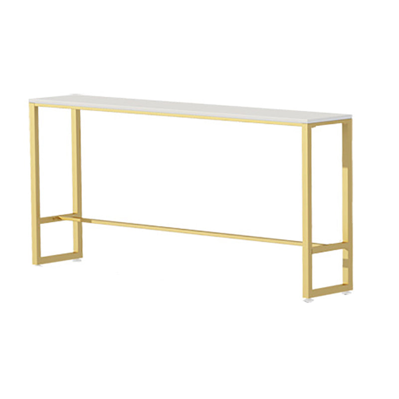 Metal Base Bar Table Rectangular Stone Top Bistro Pub Table with Gold Base White Without Chairs Clearhalo 'Bar Furniture' 'Bar Tables' 'bar_tables' 'furn' 'furn_bar_tables' 'Furniture' 'Kitchen & Dining Furniture' 6247947