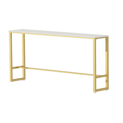 Metal Base Bar Table Rectangular Stone Top Bistro Pub Table with Gold Base White Without Chairs Clearhalo 'Bar Furniture' 'Bar Tables' 'bar_tables' 'furn' 'furn_bar_tables' 'Furniture' 'Kitchen & Dining Furniture' 6247947