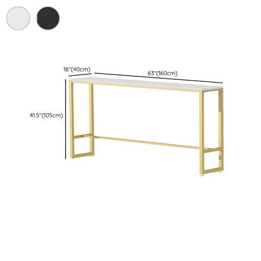 Metal Base Bar Table Rectangular Stone Top Bistro Pub Table with Gold Base Clearhalo 'Bar Furniture' 'Bar Tables' 'bar_tables' 'furn' 'furn_bar_tables' 'Furniture' 'Kitchen & Dining Furniture' 6247956