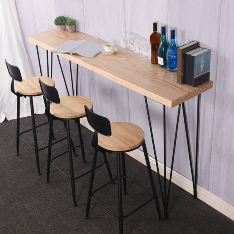 Wood Top Table Industrial Style Bistro Pub Table with 4 Legs 63"L x 15.7"W x 41.3"H Without Chairs Clearhalo 'Bar Furniture' 'Bar Tables' 'bar_tables' 'furn' 'furn_bar_tables' 'Furniture' 'Kitchen & Dining Furniture' 6247959