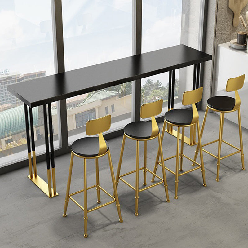 Modern Rectangle Bar Counter Table Wood Bar Counter Table with Metal Legs 70.9"L x 15.7"W x 41.3"H Black Without Chairs Clearhalo 'Bar Furniture' 'Bar Tables' 'bar_tables' 'furn' 'furn_bar_tables' 'Furniture' 'Kitchen & Dining Furniture' 6247999