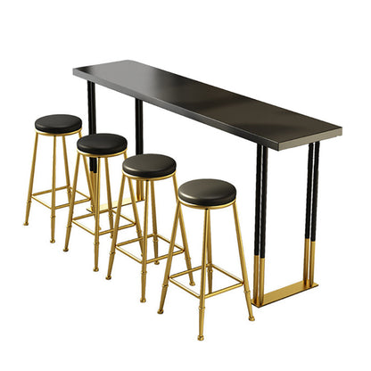 Modern Rectangle Bar Counter Table Wood Bar Counter Table with Metal Legs Black Without Chairs Clearhalo 'Bar Furniture' 'Bar Tables' 'bar_tables' 'furn' 'furn_bar_tables' 'Furniture' 'Kitchen & Dining Furniture' 6248003