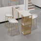 Glamour-Barthekentisch aus Kunstmarmor. Rechteckiger Barthekentisch mit Metallbeinen