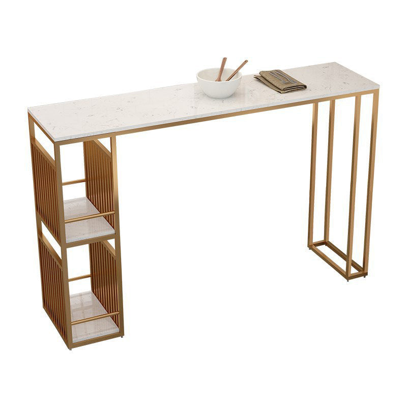 Glamour-Barthekentisch aus Kunstmarmor. Rechteckiger Barthekentisch mit Metallbeinen