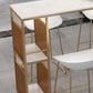 Glamour-Barthekentisch aus Kunstmarmor. Rechteckiger Barthekentisch mit Metallbeinen