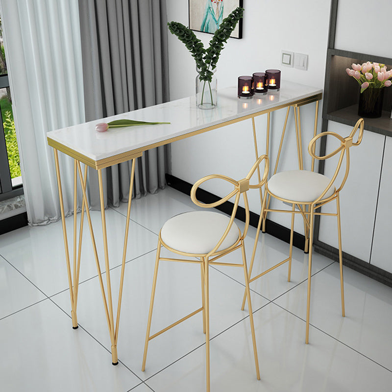Glam Style Faux Marble Bar Counter Table Rectangle Bar Counter Table 63"L x 15.7"W x 41.3"H Without Chairs Clearhalo 'Bar Furniture' 'Bar Tables' 'bar_tables' 'furn' 'furn_bar_tables' 'Furniture' 'Kitchen & Dining Furniture' 6248027