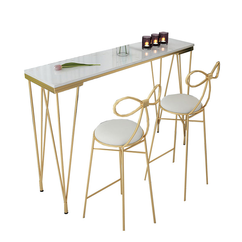 Glam Style Faux Marble Bar Counter Table Rectangle Bar Counter Table Without Chairs Clearhalo 'Bar Furniture' 'Bar Tables' 'bar_tables' 'furn' 'furn_bar_tables' 'Furniture' 'Kitchen & Dining Furniture' 6248030