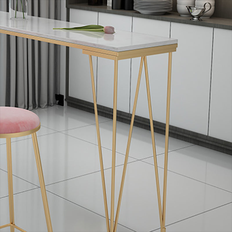 Glam Style Faux Marble Bar Counter Table Rectangle Bar Counter Table Clearhalo 'Bar Furniture' 'Bar Tables' 'bar_tables' 'furn' 'furn_bar_tables' 'Furniture' 'Kitchen & Dining Furniture' 6248032