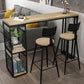 Modern Style Bar-height Table Metal Base Table with 2 Shelves Black Natural Clearhalo 'Bar Furniture' 'Bar Tables' 'bar_tables' 'furn' 'furn_bar_tables' 'Furniture' 'Kitchen & Dining Furniture' 6248040