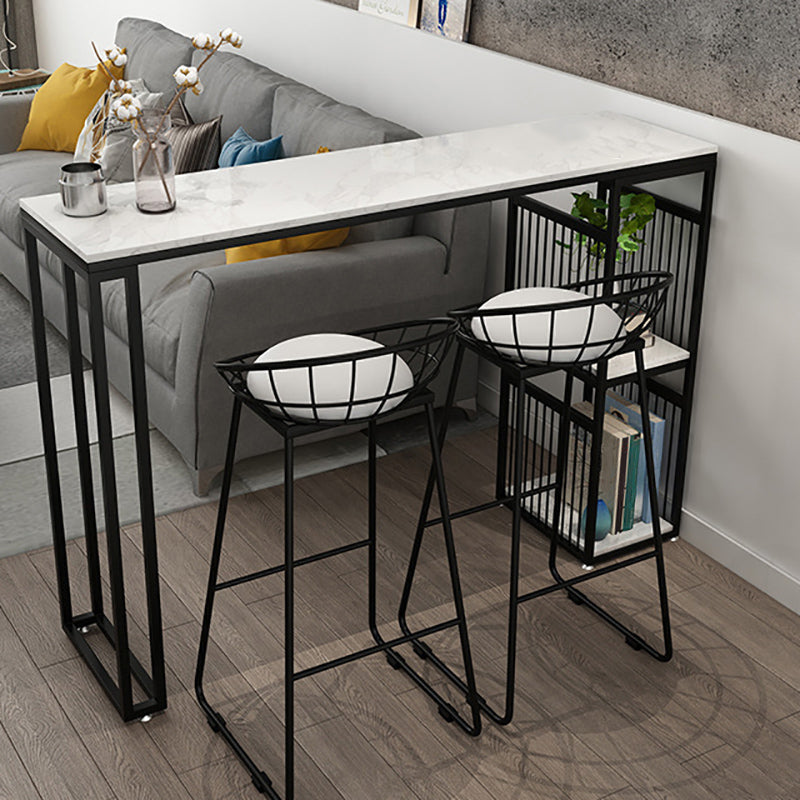 Modern Style Bar-height Table Metal Base Table with 2 Shelves Black White Clearhalo 'Bar Furniture' 'Bar Tables' 'bar_tables' 'furn' 'furn_bar_tables' 'Furniture' 'Kitchen & Dining Furniture' 6248042