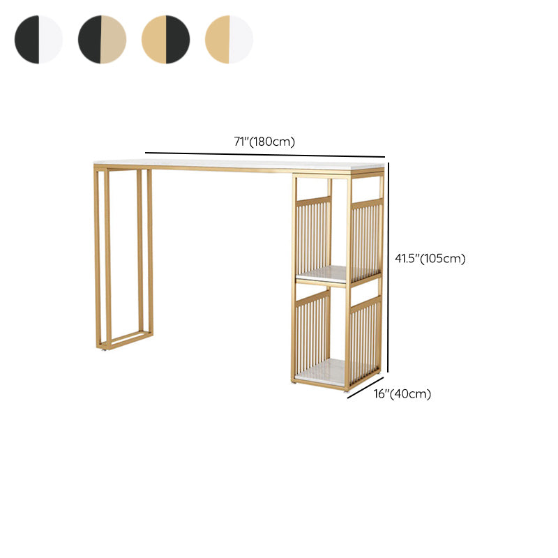 Modern Style Bar-height Table Metal Base Table with 2 Shelves Clearhalo 'Bar Furniture' 'Bar Tables' 'bar_tables' 'furn' 'furn_bar_tables' 'Furniture' 'Kitchen & Dining Furniture' 6248047