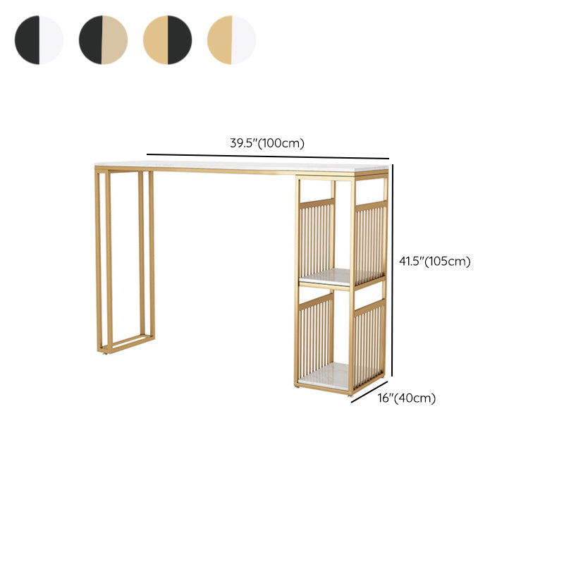 Modern Style Bar-height Table Metal Base Table with 2 Shelves Clearhalo 'Bar Furniture' 'Bar Tables' 'bar_tables' 'furn' 'furn_bar_tables' 'Furniture' 'Kitchen & Dining Furniture' 6248050