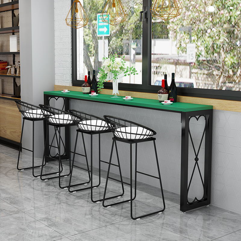 Glam Style Bar-height Table Metal Base Bistro Pub Table with Double Pedestal Black Green Clearhalo 'Bar Furniture' 'Bar Tables' 'bar_tables' 'furn' 'furn_bar_tables' 'Furniture' 'Kitchen & Dining Furniture' 6248065