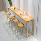 Modern Style Bar-height Table Wood Top Height Bistro Pub Table 86.6"L x 15.7"W x 41.3"H Gold Without Chairs Clearhalo 'Bar Furniture' 'Bar Tables' 'bar_tables' 'furn' 'furn_bar_tables' 'Furniture' 'Kitchen & Dining Furniture' 6248075
