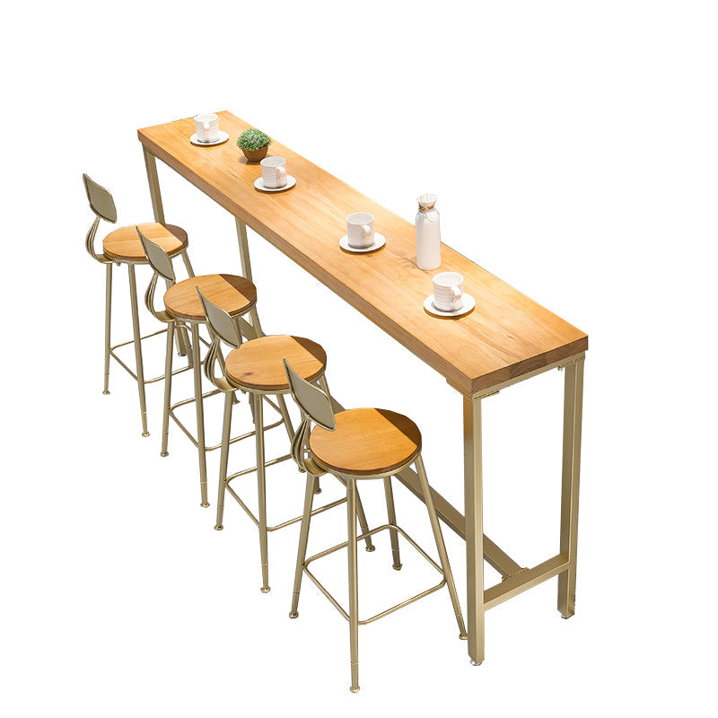 Modern Style Bar-height Table Wood Top Height Bistro Pub Table Gold Without Chairs Clearhalo 'Bar Furniture' 'Bar Tables' 'bar_tables' 'furn' 'furn_bar_tables' 'Furniture' 'Kitchen & Dining Furniture' 6248078