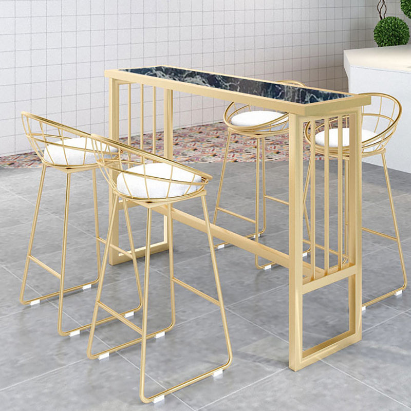 Modern Pub Height Dining Table Faux Marble Top Pub Table for Patio Use Black Without Chairs Clearhalo 'Bar Furniture' 'Bar Tables' 'bar_tables' 'furn' 'furn_bar_tables' 'Furniture' 'Kitchen & Dining Furniture' 6248103