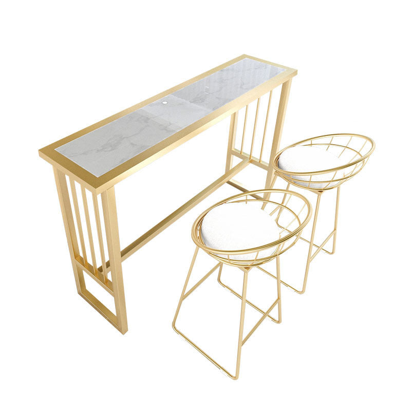 Modern Pub Height Dining Table Faux Marble Top Pub Table for Patio Use Clearhalo 'Bar Furniture' 'Bar Tables' 'bar_tables' 'furn' 'furn_bar_tables' 'Furniture' 'Kitchen & Dining Furniture' 6248109
