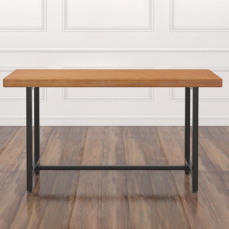 Modern Bar-height Table Solid Wood Top Table with Black Base 70.9"L x 15.7"W x 41.3"H Without Chairs Clearhalo 'Bar Furniture' 'Bar Tables' 'bar_tables' 'furn' 'furn_bar_tables' 'Furniture' 'Kitchen & Dining Furniture' 6248119