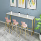 Glam – Table de comptoir de bar rectangulaire en Faux marbre, avec pieds en métal, pour cuisine