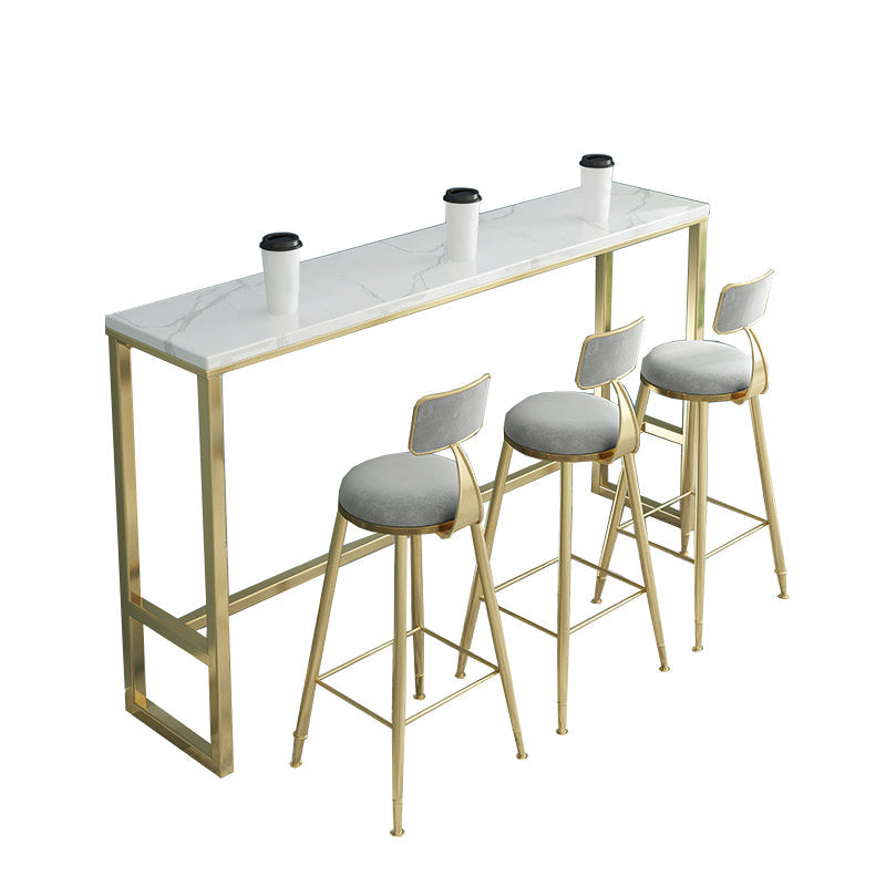 Glam – Table de comptoir de bar rectangulaire en Faux marbre, avec pieds en métal, pour cuisine