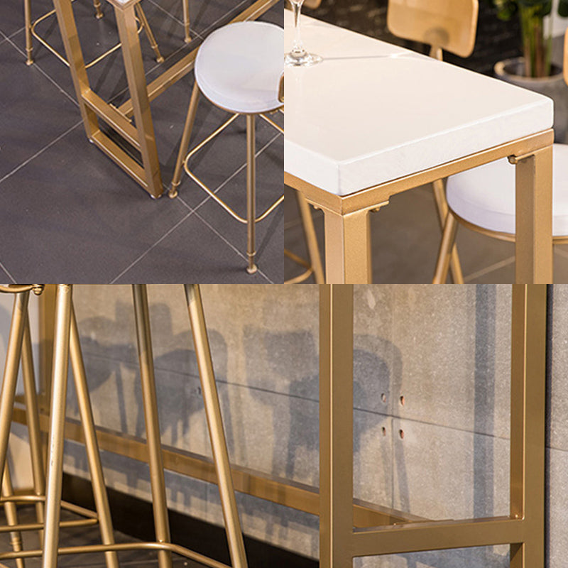 Glam – Table de comptoir de bar rectangulaire en Faux marbre, avec pieds en métal, pour cuisine