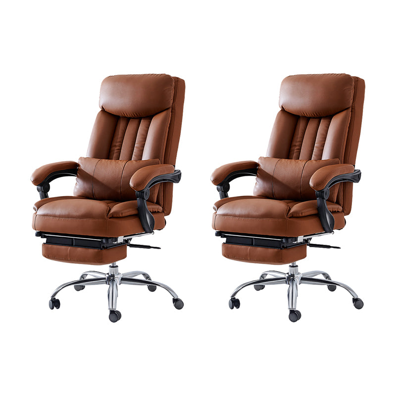 Silla de escritorio moderna Silla de cuero para computadora Silla con respaldo alto en marrón