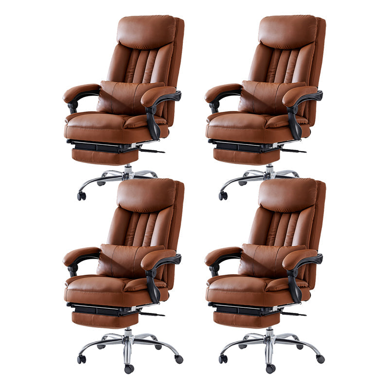 Silla de escritorio moderna Silla de cuero para computadora Silla con respaldo alto en marrón