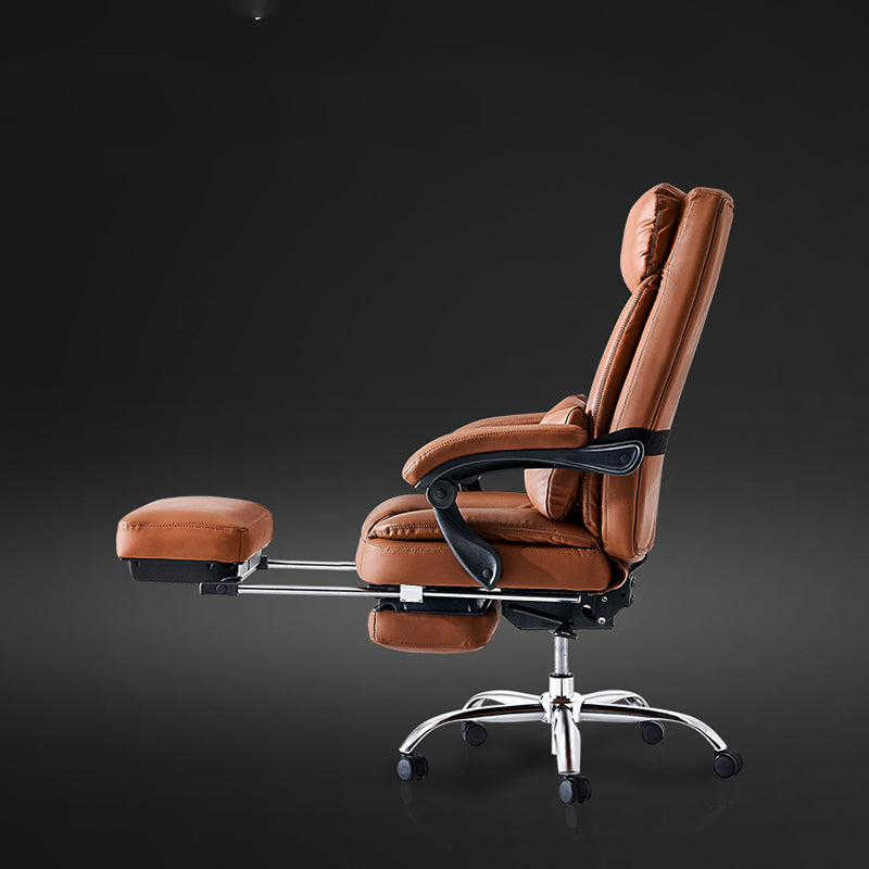 Silla de escritorio moderna Silla de cuero para computadora Silla con respaldo alto en marrón