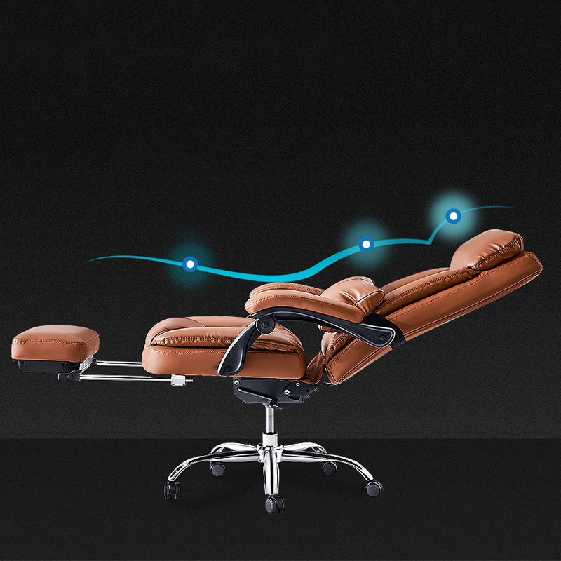 Silla de escritorio moderna Silla de cuero para computadora Silla con respaldo alto en marrón