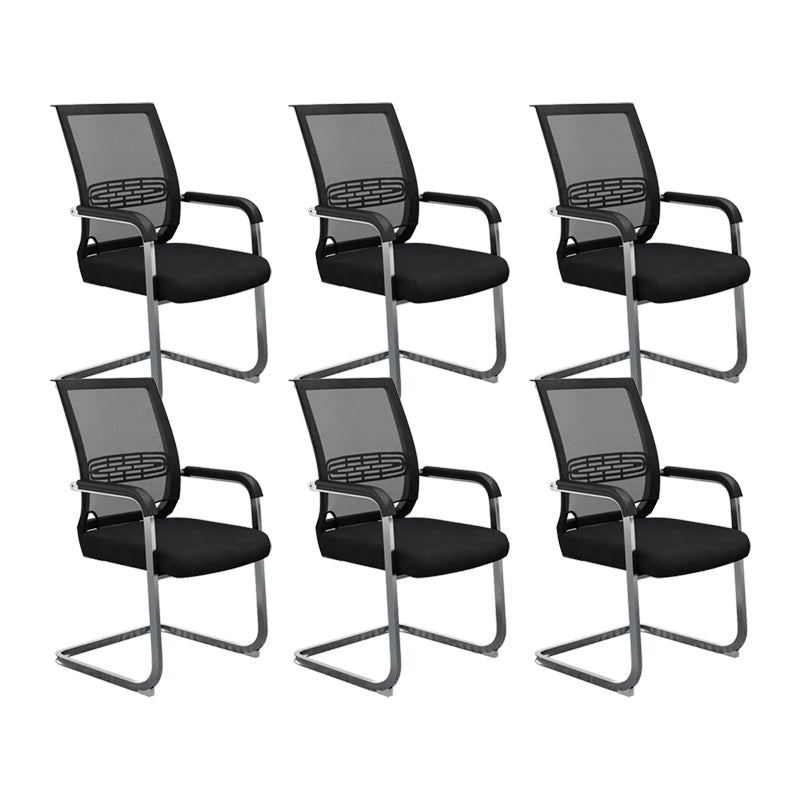 Mid Back Home Office Chair Chrome Frame Black Breathable Air Grid Chair 6 Piece Set Clearhalo 'furn' 'furn_office_chair' 'Furniture' 'Office Chairs' 'Office Furniture' 'office_chair' 6248231