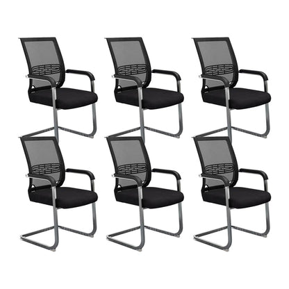 Mid Back Home Office Chair Chrome Frame Black Breathable Air Grid Chair 6 Piece Set Clearhalo 'furn' 'furn_office_chair' 'Furniture' 'Office Chairs' 'Office Furniture' 'office_chair' 6248231