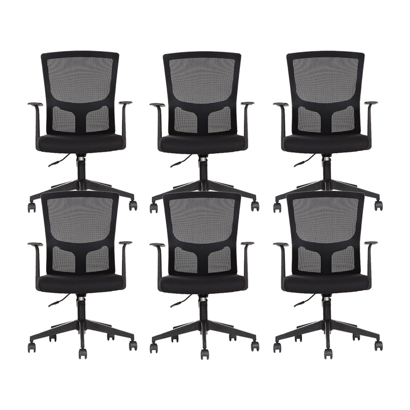 18" Wide Modern Desk Chair Breathable Air Grid Black Office Chair 6 Piece Set Casters Included Clearhalo 'furn' 'furn_office_chair' 'Furniture' 'Office Chairs' 'Office Furniture' 'office_chair' 6248268