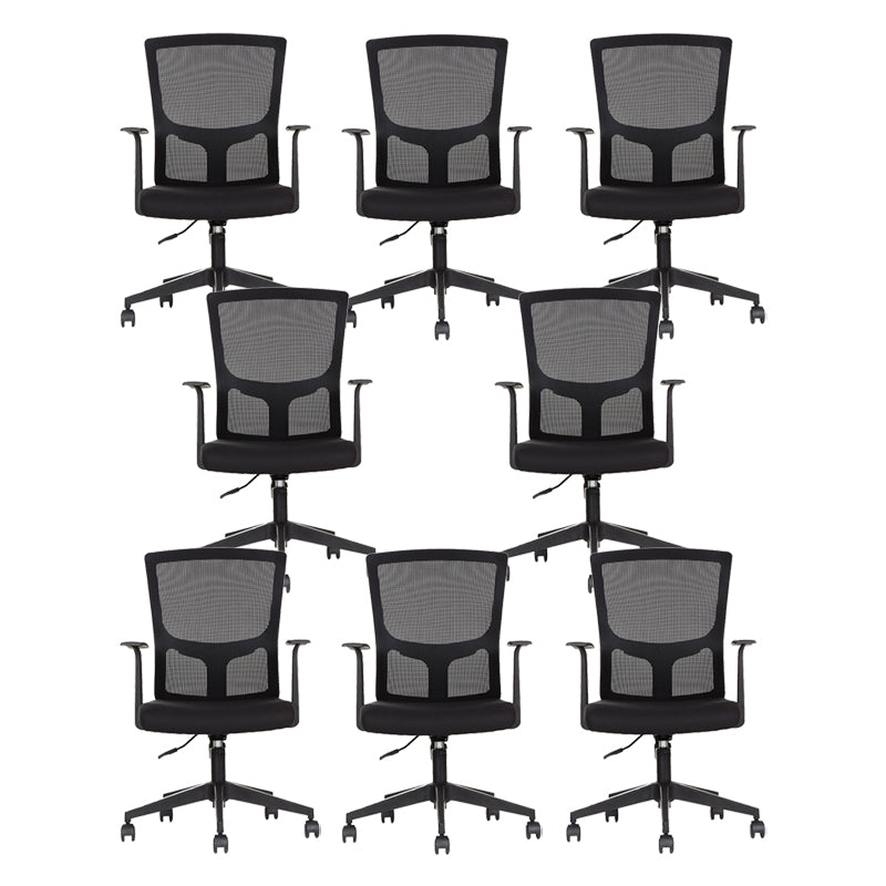 18" Wide Modern Desk Chair Breathable Air Grid Black Office Chair 8 Piece Set Casters Included Clearhalo 'furn' 'furn_office_chair' 'Furniture' 'Office Chairs' 'Office Furniture' 'office_chair' 6248269