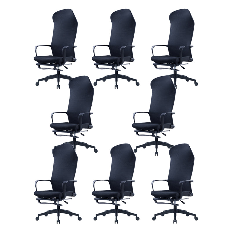 High Back Ergonomic Task Chair Modern Style Fixed Arms Desk Chair Black 8 Piece Set Clearhalo 'furn' 'furn_office_chair' 'Furniture' 'Office Chairs' 'Office Furniture' 'office_chair' 6248301