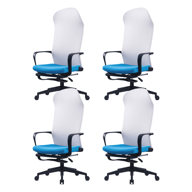 High Back Ergonomic Task Chair Modern Style Fixed Arms Desk Chair Blue 4 Piece Set Clearhalo 'furn' 'furn_office_chair' 'Furniture' 'Office Chairs' 'Office Furniture' 'office_chair' 6248306