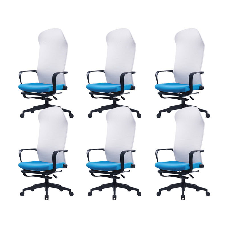 High Back Ergonomic Task Chair Modern Style Fixed Arms Desk Chair Blue 6 Piece Set Clearhalo 'furn' 'furn_office_chair' 'Furniture' 'Office Chairs' 'Office Furniture' 'office_chair' 6248308