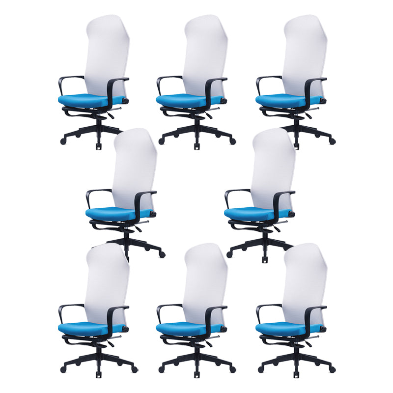 High Back Ergonomic Task Chair Modern Style Fixed Arms Desk Chair Blue 8 Piece Set Clearhalo 'furn' 'furn_office_chair' 'Furniture' 'Office Chairs' 'Office Furniture' 'office_chair' 6248310