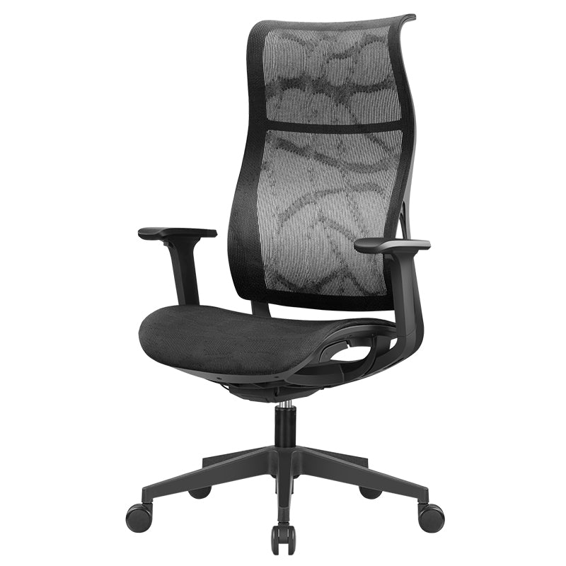 Modern High Back Swivel Chair Office Slide Desk Chair with Adjustable Arms Black 1 Piece Clearhalo 'furn' 'furn_office_chair' 'Furniture' 'Office Chairs' 'Office Furniture' 'office_chair' 6248313