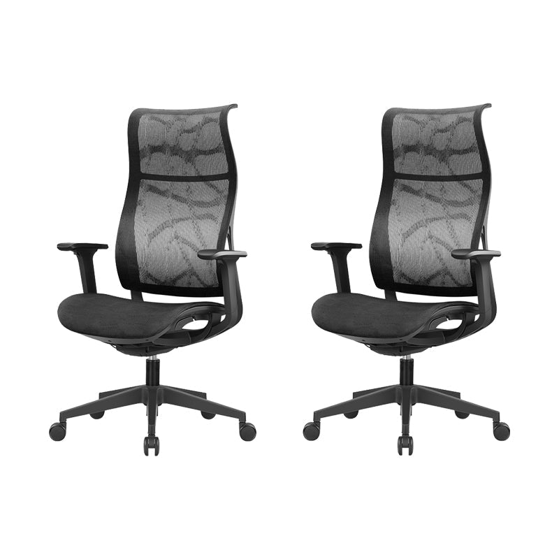 Modern High Back Swivel Chair Office Slide Desk Chair with Adjustable Arms Black 2 Piece Set Clearhalo 'furn' 'furn_office_chair' 'Furniture' 'Office Chairs' 'Office Furniture' 'office_chair' 6248314