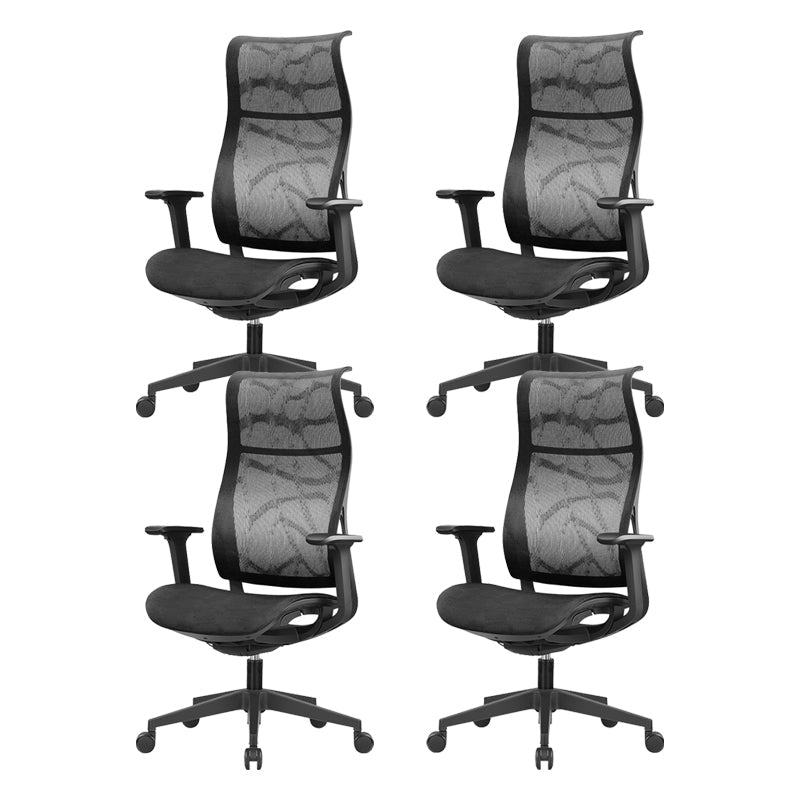 Modern High Back Swivel Chair Office Slide Desk Chair with Adjustable Arms Black 4 Piece Set Clearhalo 'furn' 'furn_office_chair' 'Furniture' 'Office Chairs' 'Office Furniture' 'office_chair' 6248316