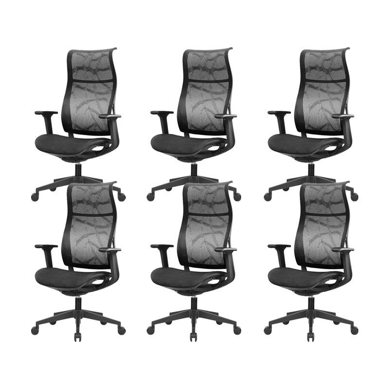 Modern High Back Swivel Chair Office Slide Desk Chair with Adjustable Arms Black 6 Piece Set Clearhalo 'furn' 'furn_office_chair' 'Furniture' 'Office Chairs' 'Office Furniture' 'office_chair' 6248318