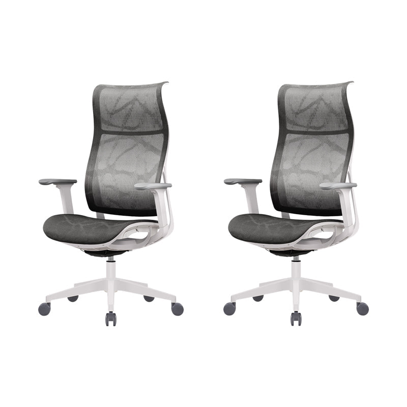 Modern High Back Swivel Chair Office Slide Desk Chair with Adjustable Arms Gray 2 Piece Set Clearhalo 'furn' 'furn_office_chair' 'Furniture' 'Office Chairs' 'Office Furniture' 'office_chair' 6248322
