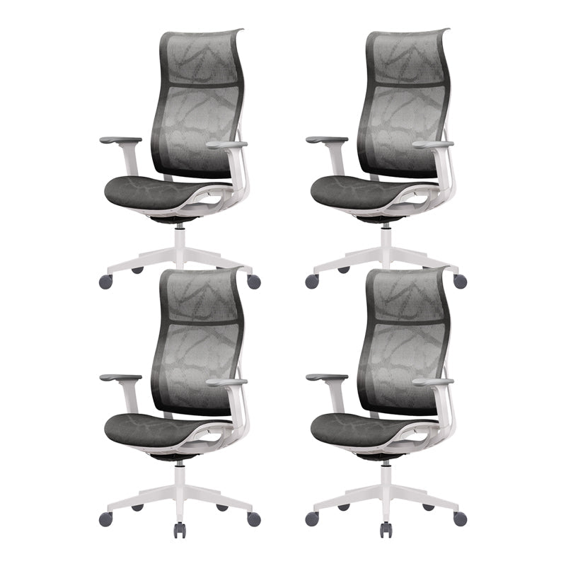 Modern High Back Swivel Chair Office Slide Desk Chair with Adjustable Arms Gray 4 Piece Set Clearhalo 'furn' 'furn_office_chair' 'Furniture' 'Office Chairs' 'Office Furniture' 'office_chair' 6248324