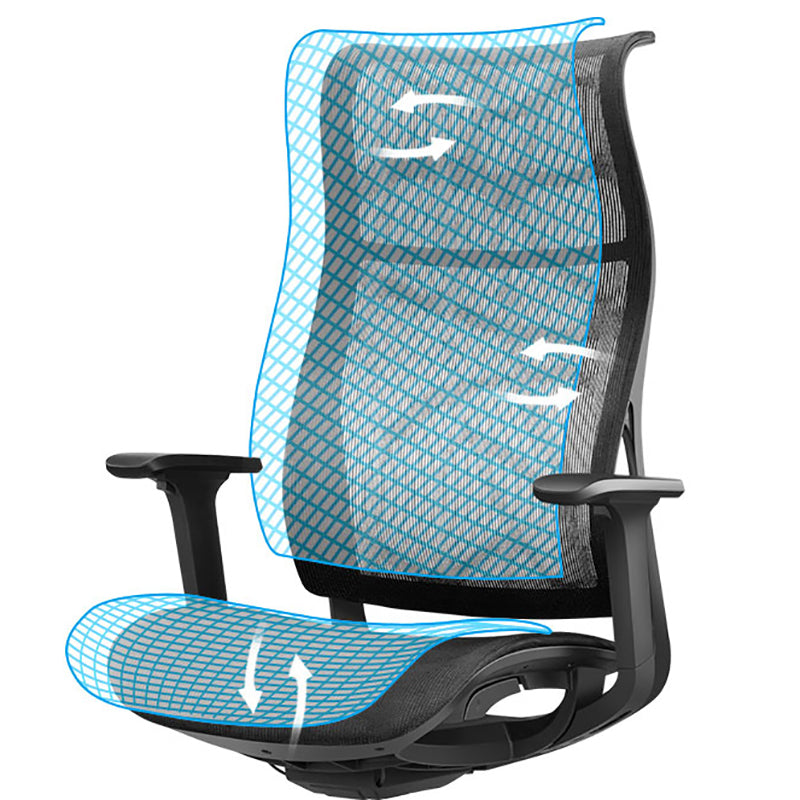 Modern High Back Swivel Chair Office Slide Desk Chair with Adjustable Arms Clearhalo 'furn' 'furn_office_chair' 'Furniture' 'Office Chairs' 'Office Furniture' 'office_chair' 6248326