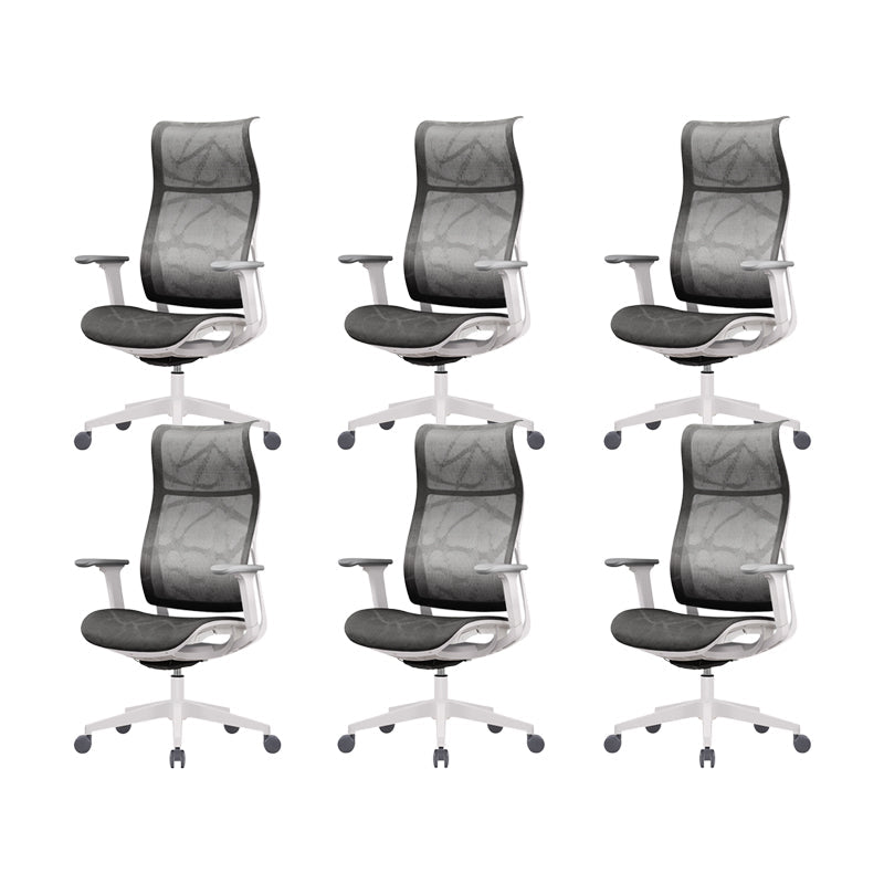 Modern High Back Swivel Chair Office Slide Desk Chair with Adjustable Arms Gray 6 Piece Set Clearhalo 'furn' 'furn_office_chair' 'Furniture' 'Office Chairs' 'Office Furniture' 'office_chair' 6248327